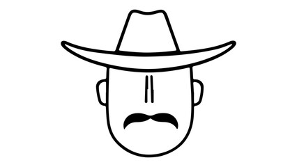cartoon mexican sombrero, simple shape sign icon of a person with cowboy style