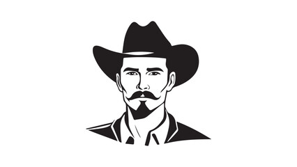 cowboy person with mustache and little beard shape vector illustration