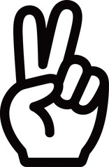 Obraz premium An outline illustration of a peace sign or victory gesture, symbolizing peace, victory, and success with hand-drawn, cartoonish elements.