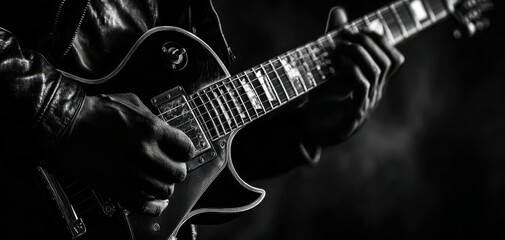 Naklejka premium The expressive musician playing a classic electric guitar in dynamic performance