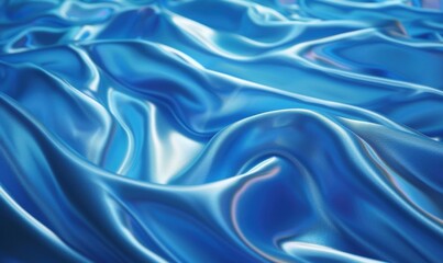 Fototapeta premium Abstract blue fabric texture background with smooth waves and ripples