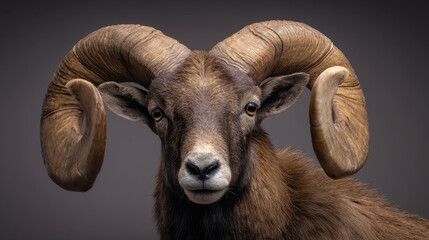 Majestic Ram with Large Horns Studio Lighting