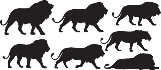 Lion Silhouettes Vector Set