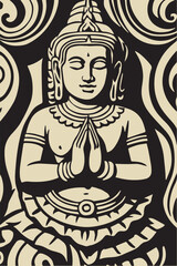 Tep Pronom Khmer Art  vector emlement oranment Kbach khmer