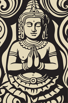 Tep Pronom Khmer Art  vector emlement oranment Kbach khmer