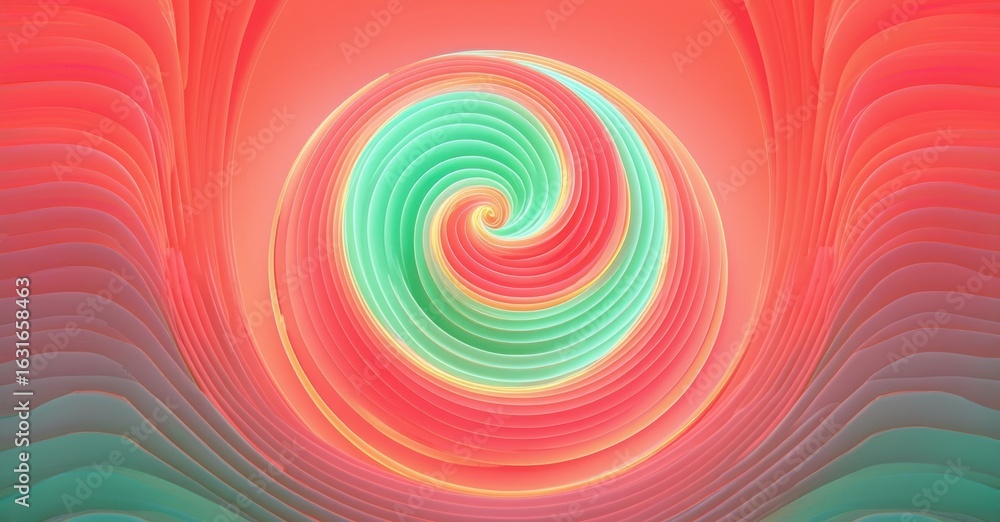 Aufkleber abstract spiral design. vibrant colors blend, creating flowing patterns. soft gradients suggest dept