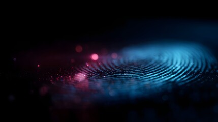 Biometric fingerprint scanner interface with futuristic lighting