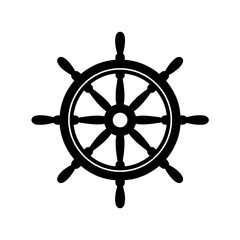 Obraz premium Ship's Wheel Icon: Black and White Vector Illustration of Nautical Steering Wheel. Maritime Symbol - Classic Design for Seafaring, Navigation, and Marine Themes. SVG Graphic