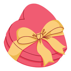Pink Gift Love box with yellow ribbon for Valentine's Day 
