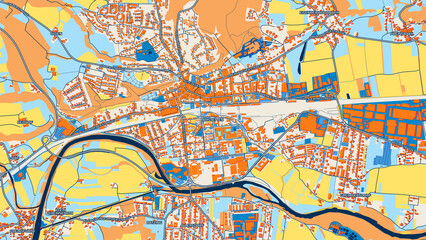 Obraz premium Colorful Amstetten Street Map with Labels and Buildings