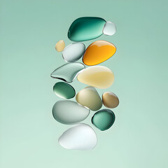 Abstract 3D Render of Colorful Liquid Drops
