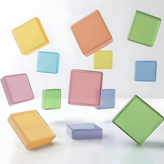 Floating Pastel Cubes 3D Render