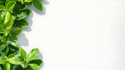 Vibrant Green Leaves on White Background Photo