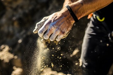 Close Up of Hands Holding and Dropping Sandy Soil Outdoors
