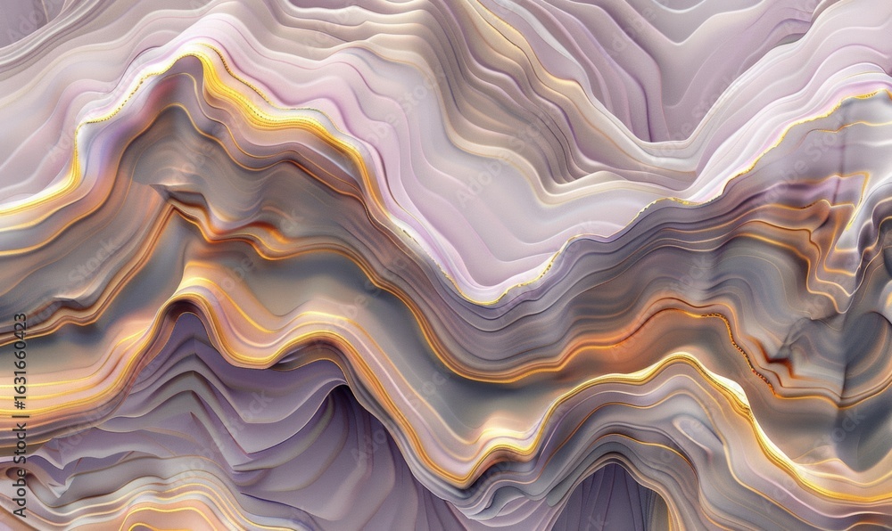 Poster abstract flowing texture background with lilac taupe and gold gradient