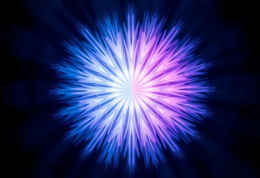 Fuzzy, abstract starburst; soft blue and pink fractal design, blue, ethereal - Powered by Adobe