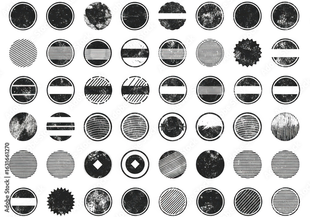 Poster abstract circular patterns isolated on transparent background