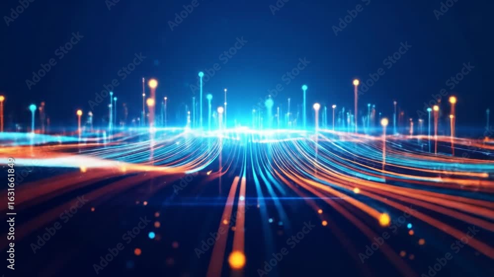 Poster abstract digital data flow visualization