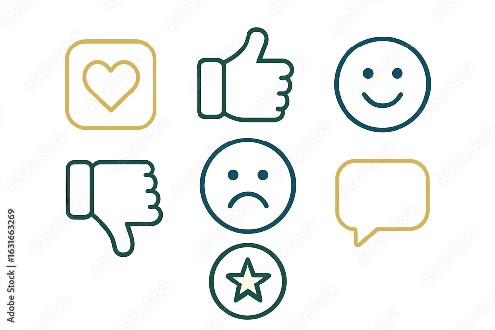Poster collection of emoticons expressing various feelings and reactions in a simplistic design