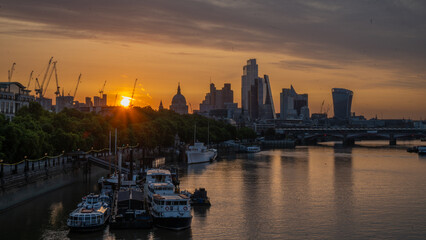 Sunrise Over London with St Paul's Church