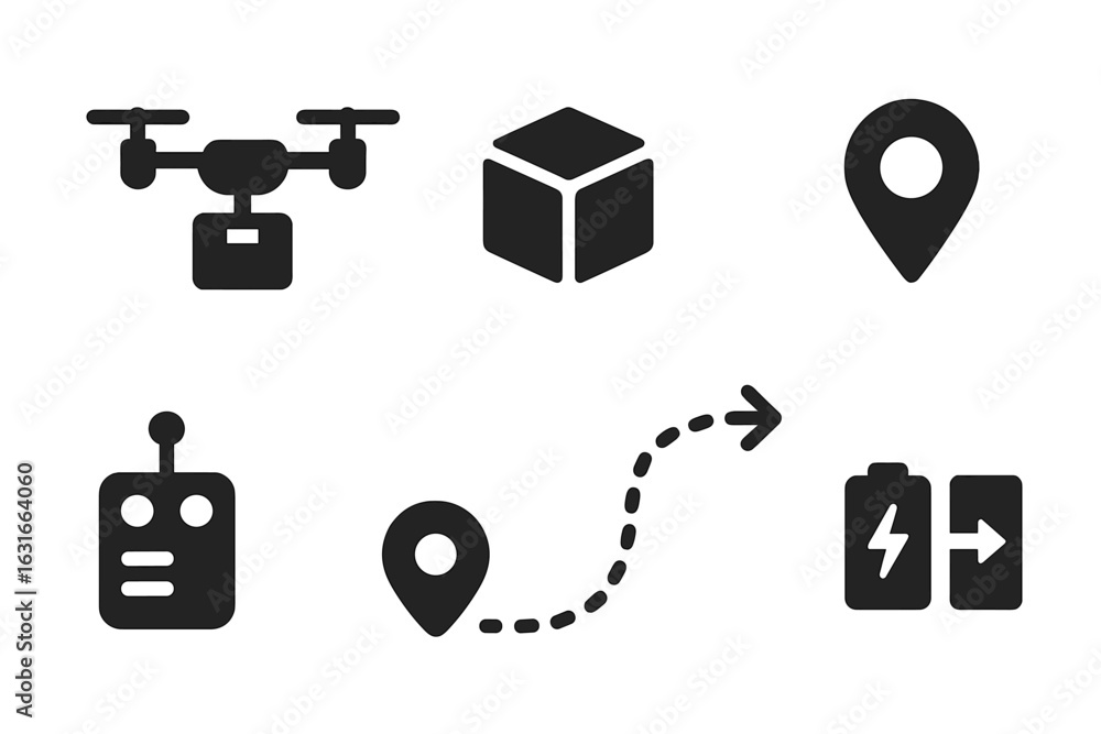 Poster drone technology for package delivery using remote control and navigation at a logistics center