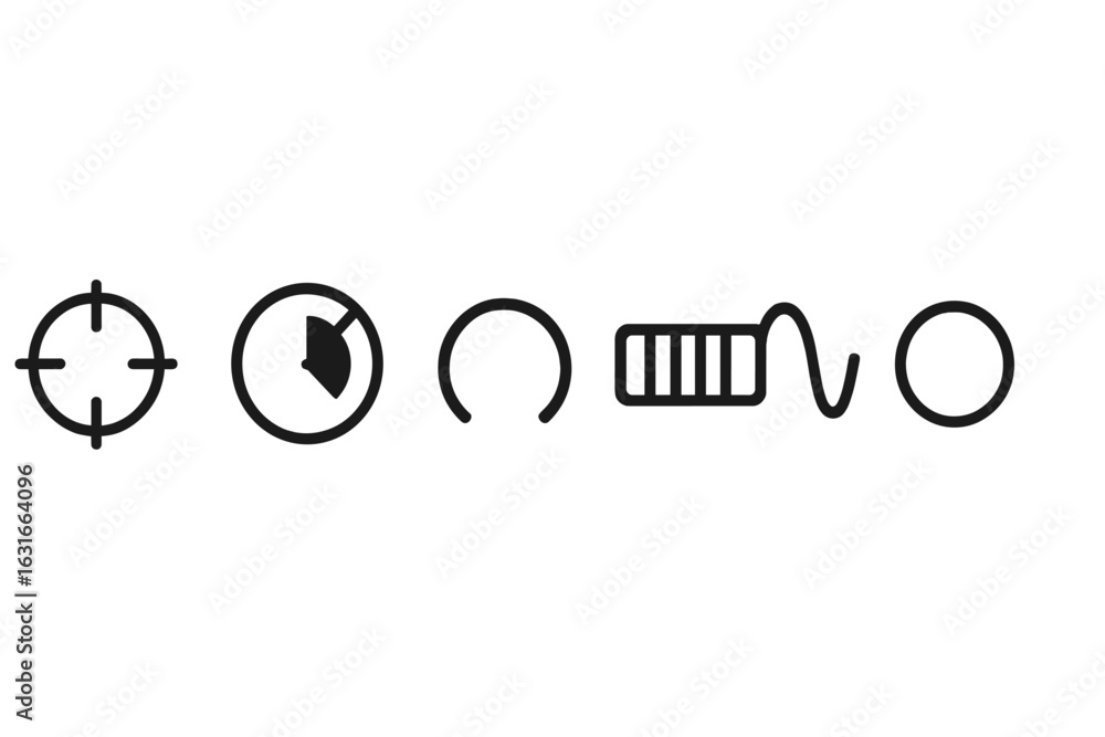 Poster graphic design showcasing various symbols including a target, refresh icon, loading symbol, and wave