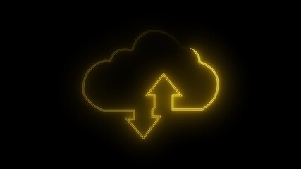 Cloud computing Icon Rotate Around on black background use for Futuristic business network concept. Hi-tech cloud connection technology background. Cloud computing concept - Powered by Adobe
