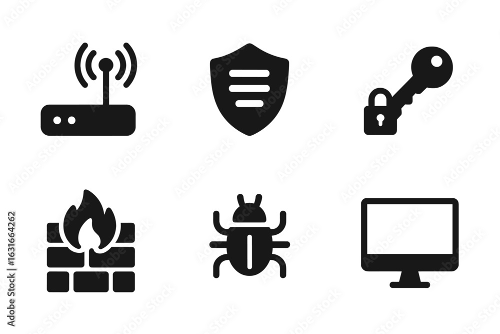 Aufkleber understanding essential cybersecurity symbols related to network protection and data safety