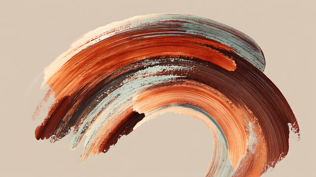 Expressive abstract brush stroke with earthy terracotta and brown paint
