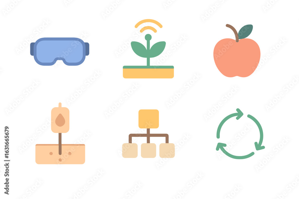 Poster elements of technology and nature in a modern design for innovative learning and sustainable practic