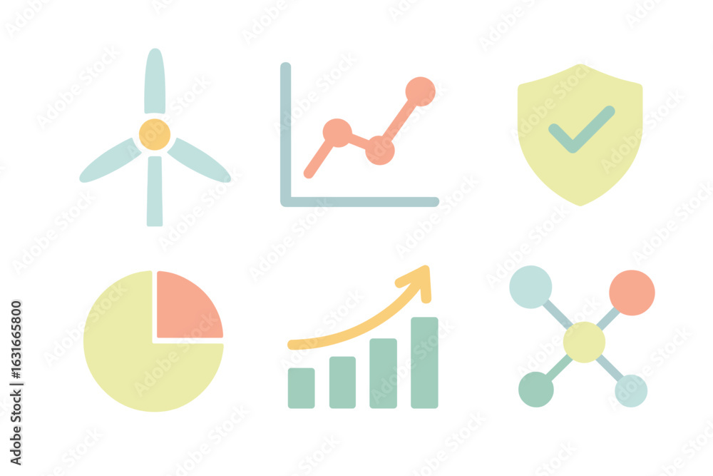 Poster visual representation of renewable energy concepts and data analytics in a clean design