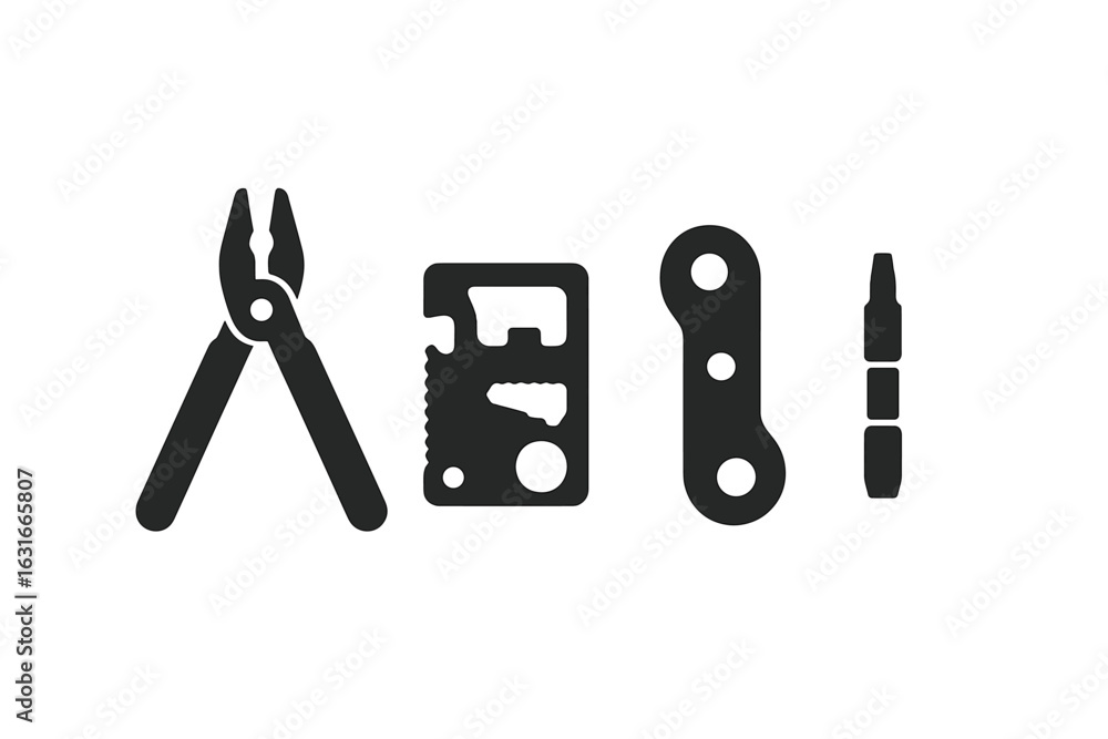 Poster essential multi-tools for outdoor adventures and diy projects in various settings