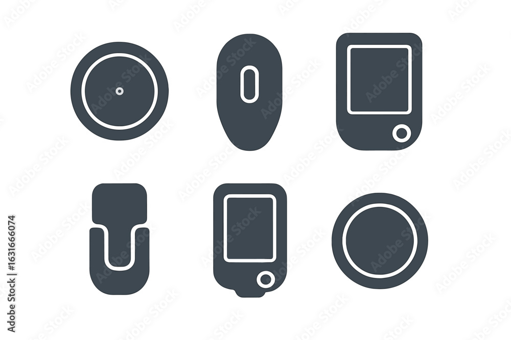 Poster unique collection of abstract device icons representing modern technology in a minimalist style