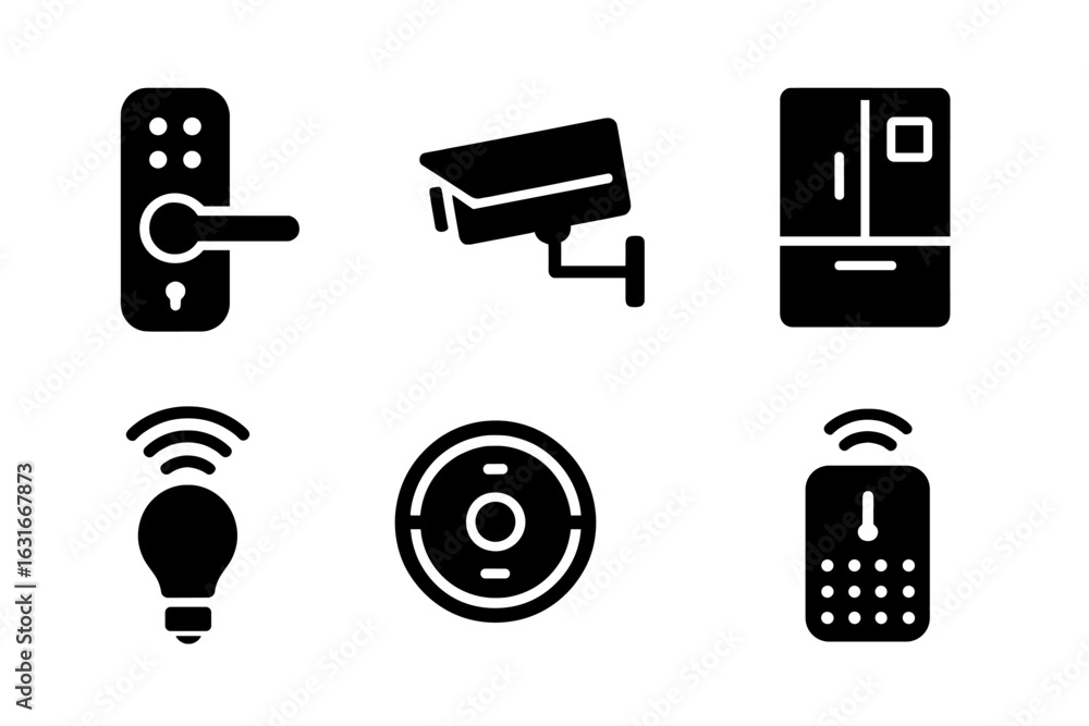 Poster smart home devices and security features being showcased in a modern digital format
