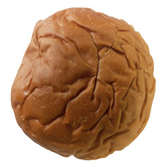 Isolated wrinkled brown bread bun on transparent background perfect for bakery and food mockups