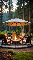 Outdoor fire pit seating area