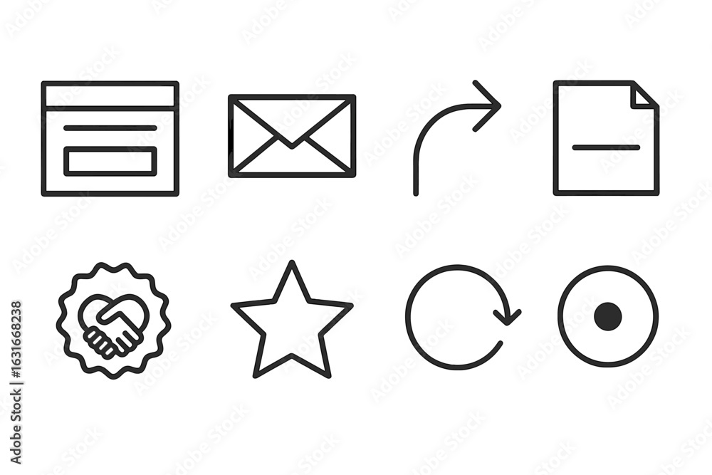 Poster symbols representing communication, collaboration, and user interaction in a modern digital context
