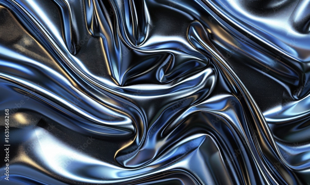 Poster abstract metallic fabric texture background with swirling waves and folds