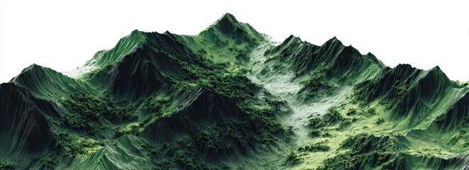 Lush mountain range, digitally rendered