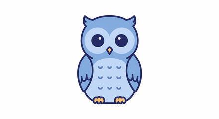 Fototapeta premium Cute Cartoon Owl in Light Blue Color