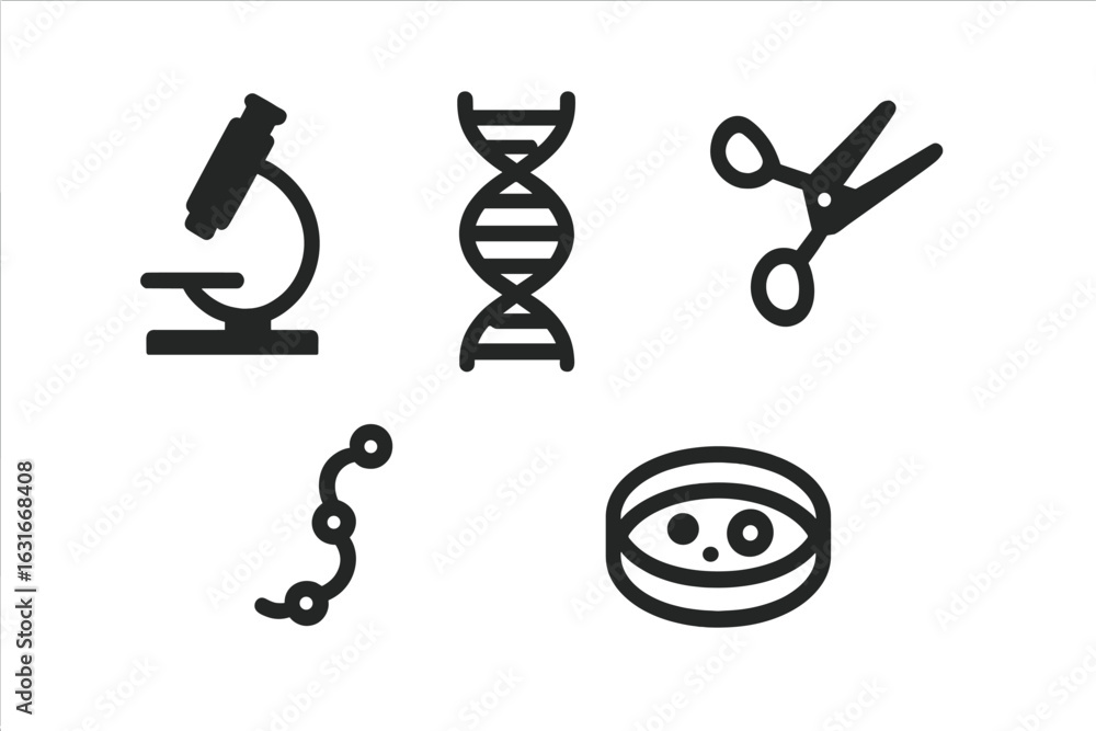 Poster exploring the world of genetics and microbiology through essential lab tools and techniques