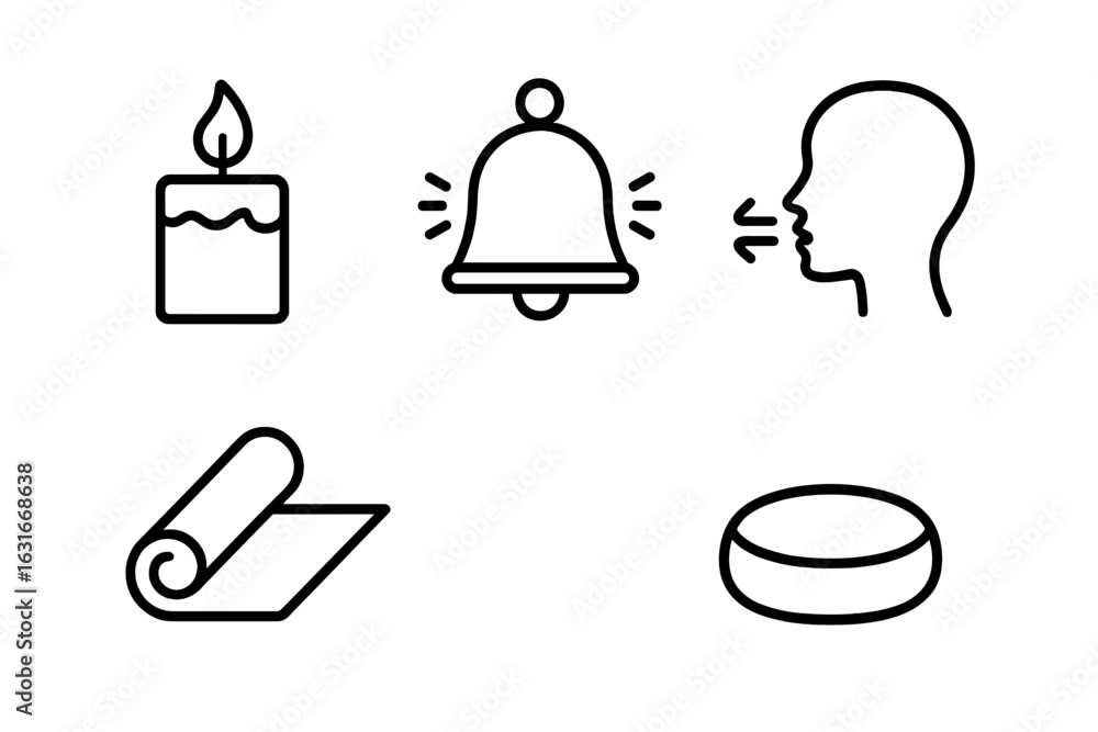 Poster creative icons representing various concepts like communication, alertness, and relaxation displayed