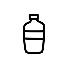 Illustration of a simple bottle with a neck and two horizontal lines around the body in black outline