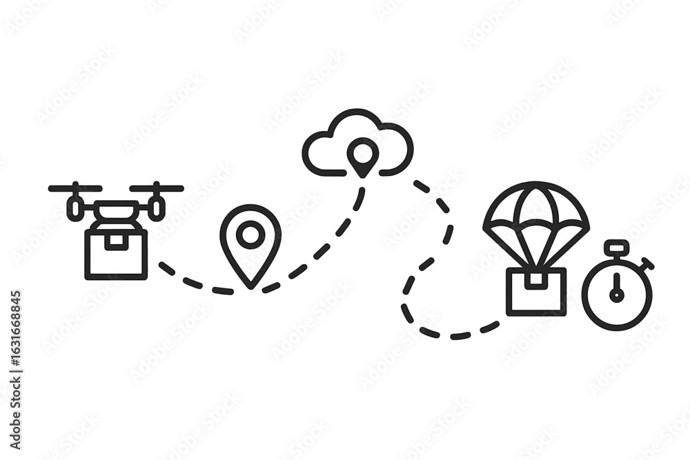 Poster innovative delivery system using drones and parachute technology for efficient package transport