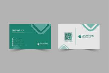 Modern Minimalist Business Card Design Template, Professional Corporate Name Card with QR Code, Clean Layout for Personal or Company Branding, Editable Vector File, Print-ready Layout.