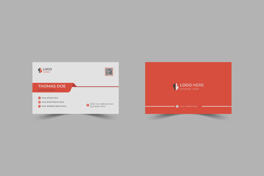 Business Card Bundle&ndash;Set of Modern and Professional Name Card Vector Templates with QR Code Clean, Minimalist, Double-Sided Visiting Card Design for Corporate and Personal Branding Use