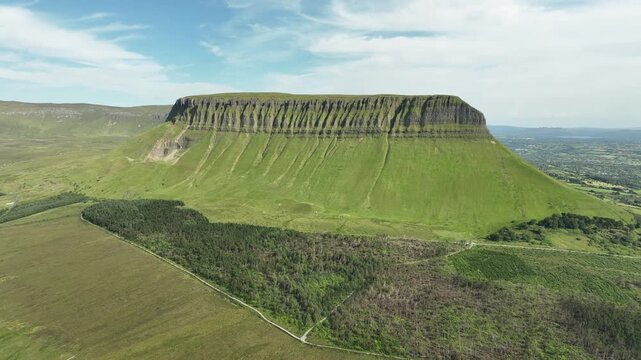 Irish landscape benbulbin mountain in co sligo aerial view