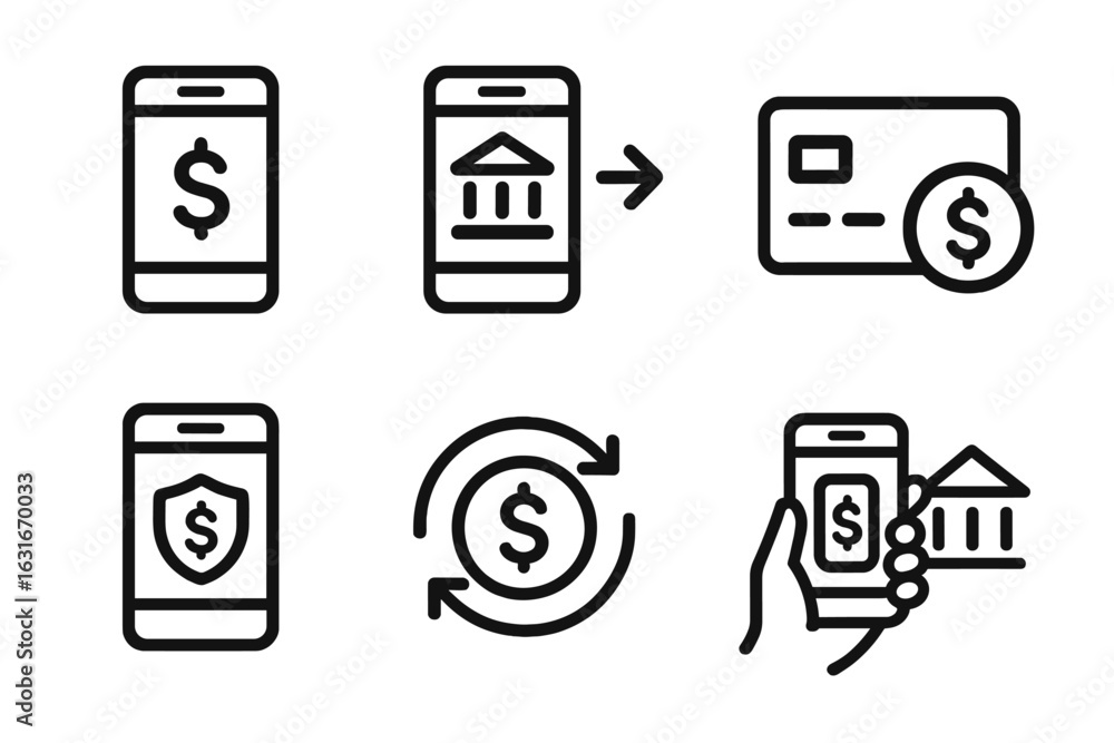 Poster mobile banking transactions illustrate the ease of managing finances using digital devices for secur