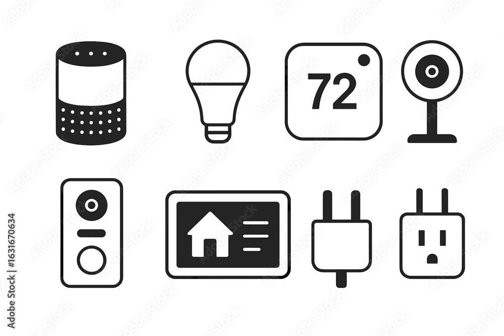 Aufkleber smart home technology icons showing various devices for home automation and control