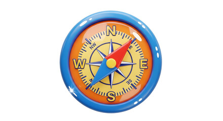 &ldquo;Colorful Compass Inset with Orange Frame and Directional Markers&rdquo;